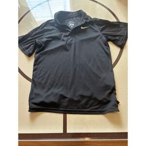 Nike Dri-FIT Boys Polo Shirt Black Short Sleeve Athletic Swoosh Size Small